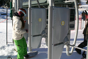 Radio frequency identity (RFID) technology used at a ski lift.